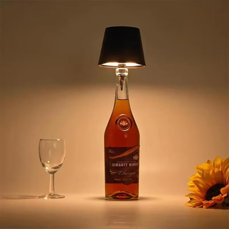 Wireless Bottle Table Lamp Touch Control of 3 Colors and Stepless Dimming Night Lamp Suitable for Bar Wine Bottles Desk Lights